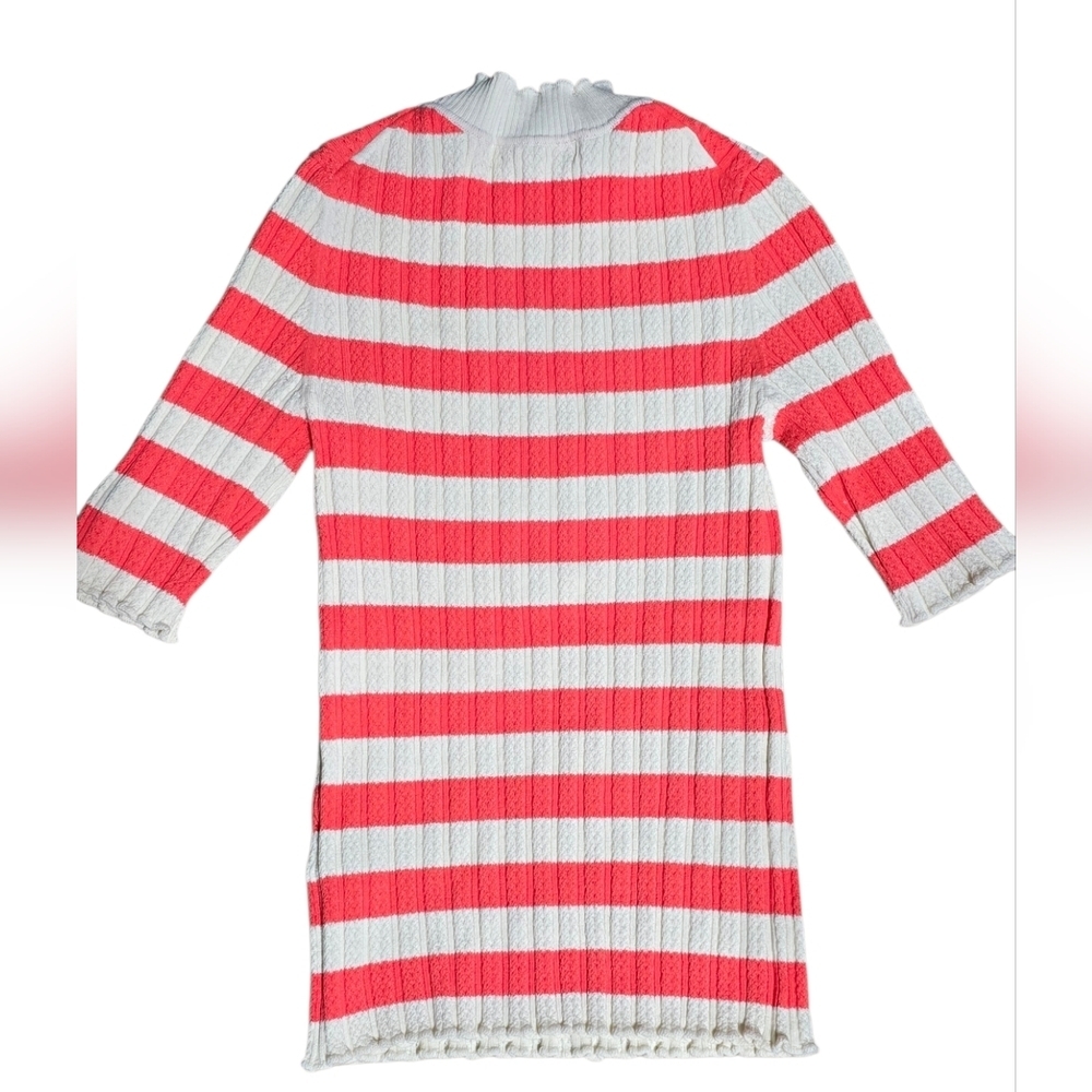 Boden Ribbed Pointelle Striped Stretch-Knit Short Sleeve Top XS - Picture 4 of 5